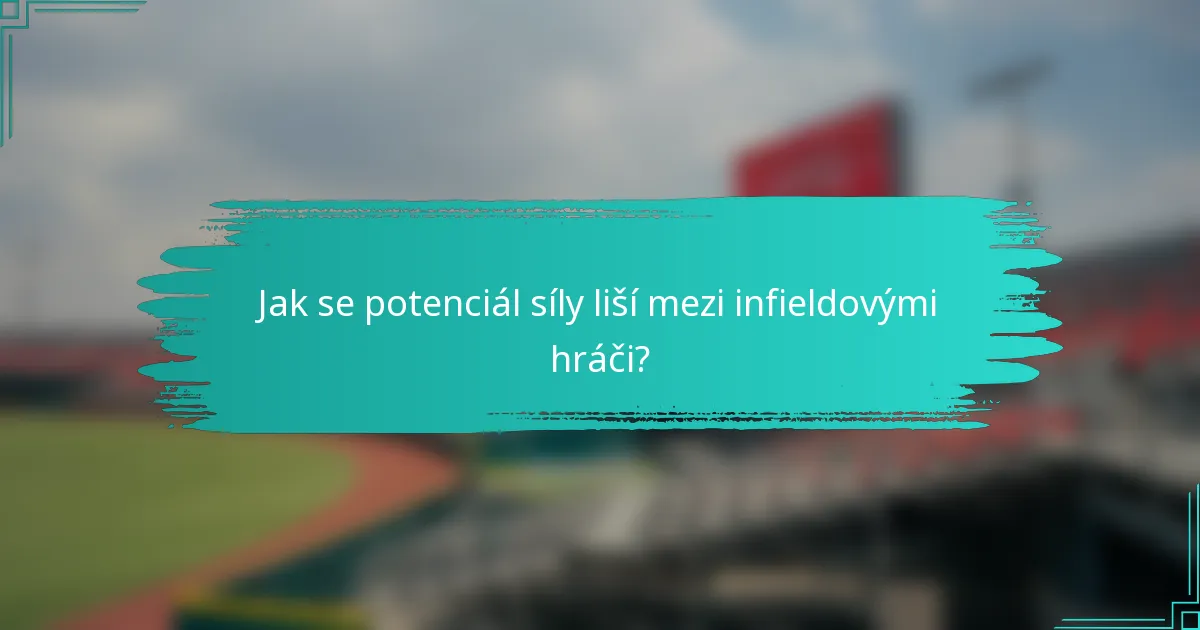 Jak se potenciál síly liší mezi infieldovými hráči?