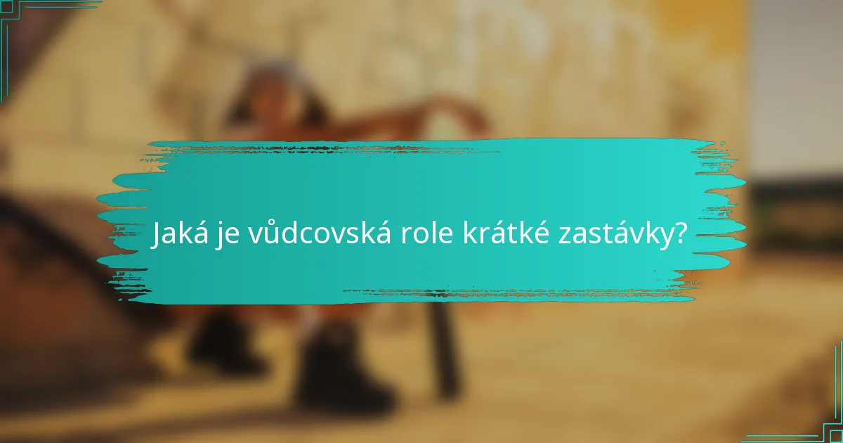Jaká je vůdcovská role krátké zastávky?